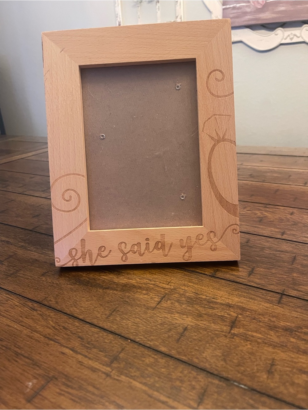 Engraved 'She Said Yes' Wooden Photo Frame - Natural Wood